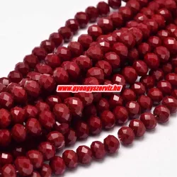   Kiárusítás!  20db. Csiszolt üveggyöngy, fánkgyöngy. 6x8mm. Sötétpiros. Mindig akcióban!