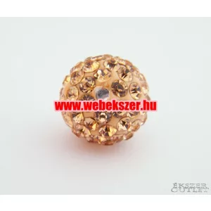 Kiárusítás!   Shamballa gyöngy. Kristály gyöngy. 12mm. Barack. Mindig akcióban!