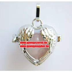   Leárazás! Angyalhívó medál, rózsakvarc ásványgömbbel.