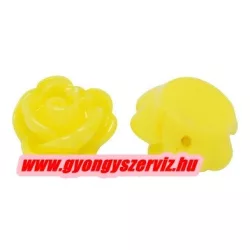 Fűzhető gyanta virág kaboson. 9x7mm. Sárga.