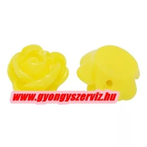 Fűzhető gyanta virág kaboson. 9x7mm. Sárga.