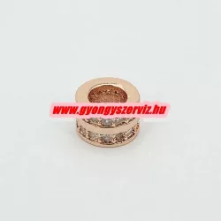 Cirkon köztes gyöngy. 8x5mm. Rózsaarany szín. 2 soros.