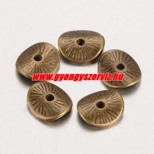 20db. Hajlított köztes fémgyöngy. 9.5x8.5mm. Antik bronz szín.