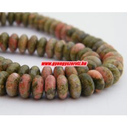 Unakit ásványgyöngy lencse. 8x4mm.