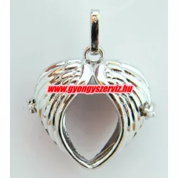   Leárazás! Angyalhívó medál. 40x32x15mm. Szív. Platina szín.