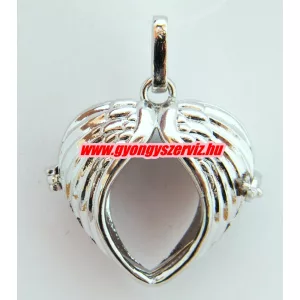Leárazás! Angyalhívó medál. 40x32x15mm. Szív. Platina szín.