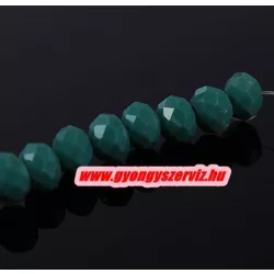   Kiárusítás!  20db. Csiszolt üveggyöngy, fánkgyöngy. 6x8mm. Türkizzöld. Mindig akcióban!
