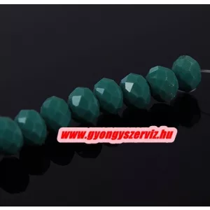 Kiárusítás!  20db. Csiszolt üveggyöngy, fánkgyöngy. 6x8mm. Türkizzöld. Mindig akcióban!