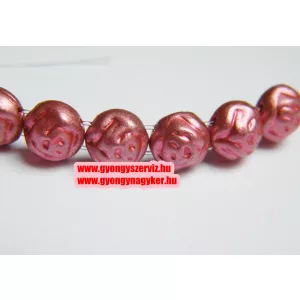 Kiárusítás! 10db.  PRECIOSA préselt , két lukú üveggyöngy. 8mm. Pink. Mindig akcióban!