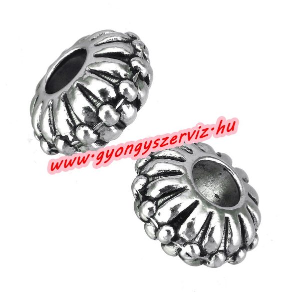 Diszkosz. Fém köztes gyöngy. 5x10mm. Antik ezüst szín.