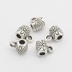   10db. Charm tartó, medál tartó. 8x6mm. Antik ezüst szín.