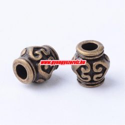   10db. Fém köztes gyöngy. Hordó. 7x6mm. Antik bronz szín.