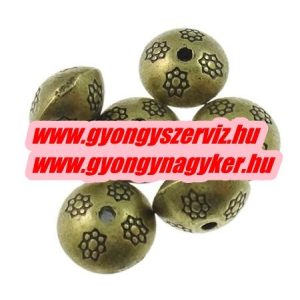 Diszkosz. 10x8mm. Antik bronz szín. Fémgyöngy, köztes gyöngy.