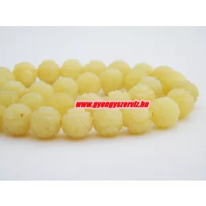 Faragott olív jade ásványgyöngy. 8mm.