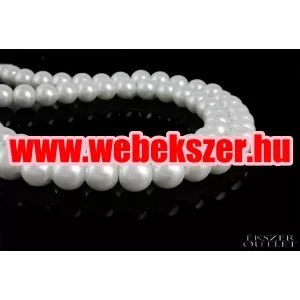 Üveg tekla gyöngy. Teklagyöngy. 10mm. Fehér.  10db/csomag.
