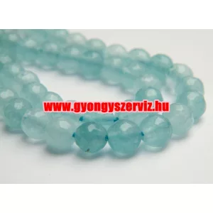 Csiszolt achát ásványgyöngy. 6mm. Világoskék.