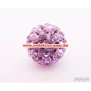 Shamballa gyöngy. Kristály gyöngy. 12mm.  Világos ametiszt. Mindig akcióban!