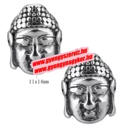 Nemesacél buddha gyöngy. 11x14x6mm.