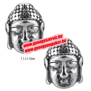 Nemesacél buddha gyöngy. 11x14x6mm.
