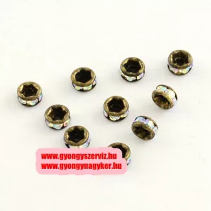 10db. Rondell, rondella. 4x2mm. Antik bronz, irrizáló. AAA.
