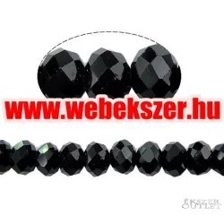   Kiárusítás!  20db. Csiszolt üveggyöngy. 7.6x10mm. Fekete.  Mindig akcióban!