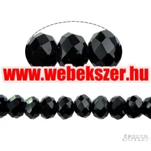 Kiárusítás!  20db. Csiszolt üveggyöngy. 7.6x10mm. Fekete.  Mindig akcióban!