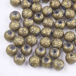   Fémgőzölt . repesztett mintájú üveggyöngy. 8-8.5mm. Antik arany. 10db/csomag.