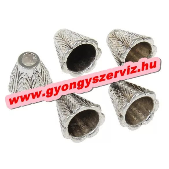 Gyöngykupak, fémgyöngy. Antik ezüst szín. 11.5x11mm