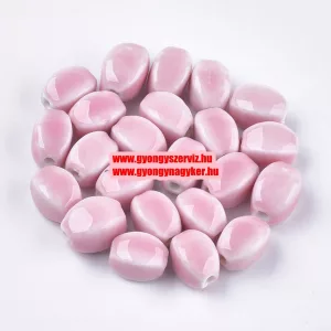 Leárazás! Porcelán gyöngy . 14x11x11mm. Rózsaszín. Mindig akcióban!