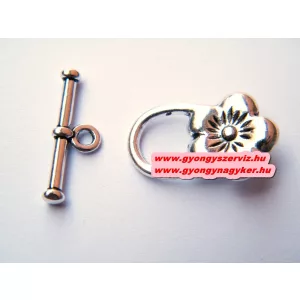 5 szett. Karkötő kapocs, T-kapocs. Ékszer zár. Virág. Antik ezüst szín.