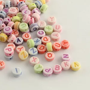 Leárazás! Műanyag gyöngy mix. Betű mix. 10g/csomag.