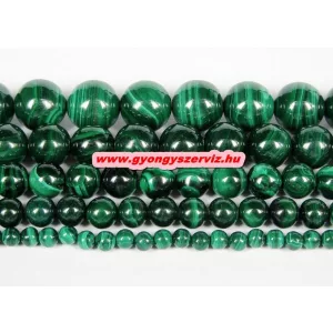 Természetes malachit ásványgyöngy. 10mm.