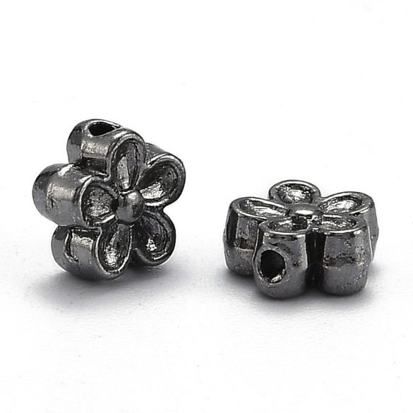 20db. Köztes fémgyöngy. 7.5x3mm. Virág. Fekete szín.