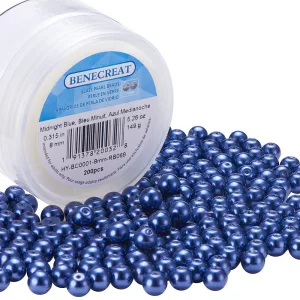 Üveg tekla gyöngy. AAA. Kékes lila. 8mm. 200db. + ajándék doboz.