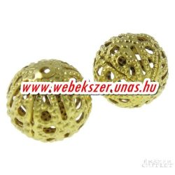   Fémgyöngy. Filigrán gyöngy. 12mm. Arany színű.  Mindig akcióban!