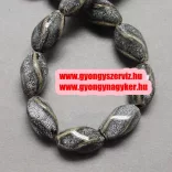 Porcelángyöngy. 20x10x10mm. Sötétszürke.