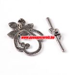 5 szett. Ékszer kapocs, T-kapocs. Virág. antik ezüst szín.