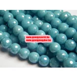 Leárazás! 10db. Csiszolt üveggyöngy. Türkiz aura. 8mm. Mindig akcióban!