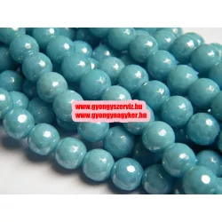   Leárazás! 10db. Csiszolt üveggyöngy. Türkiz aura. 8mm. Mindig akcióban!