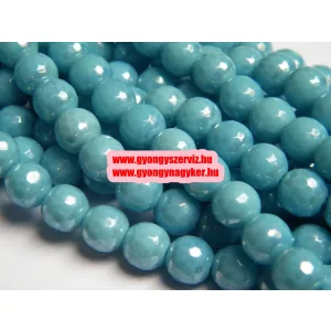 Leárazás! 10db. Csiszolt üveggyöngy. Türkiz aura. 8mm. Mindig akcióban!
