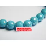 Leárazás! 10db. Csiszolt üveggyöngy. Türkiz aura. 8mm. Mindig akcióban!
