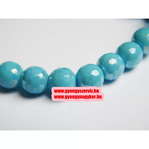 Leárazás! 10db. Csiszolt üveggyöngy. Türkiz aura. 8mm. Mindig akcióban!